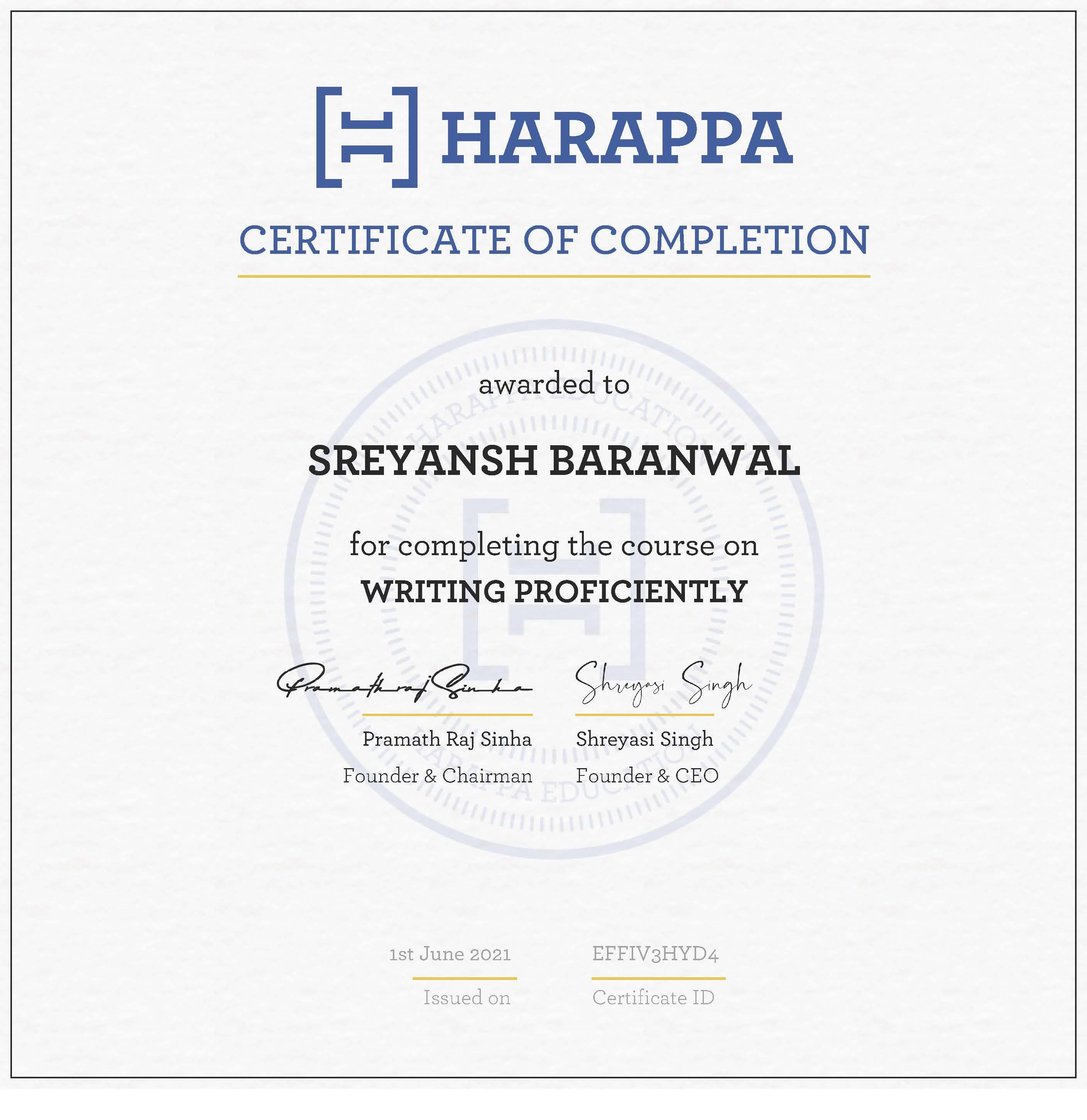 Harrapa Writing Proficiently